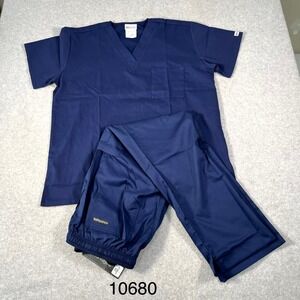 Uniform Advantage Scrub Set Mens Large Navy Blue Medical V Neck Straight Leg